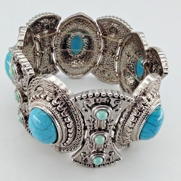 HSN R.J. Graziano "Best West" Simulated Turquoise Stretch Bracelet - Picture 6 of 8